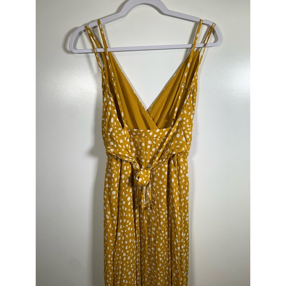 Forever 21 NWT Woven Cutout Long Dress in spotted Mustard Spring Summer - Picture 9 of 15
